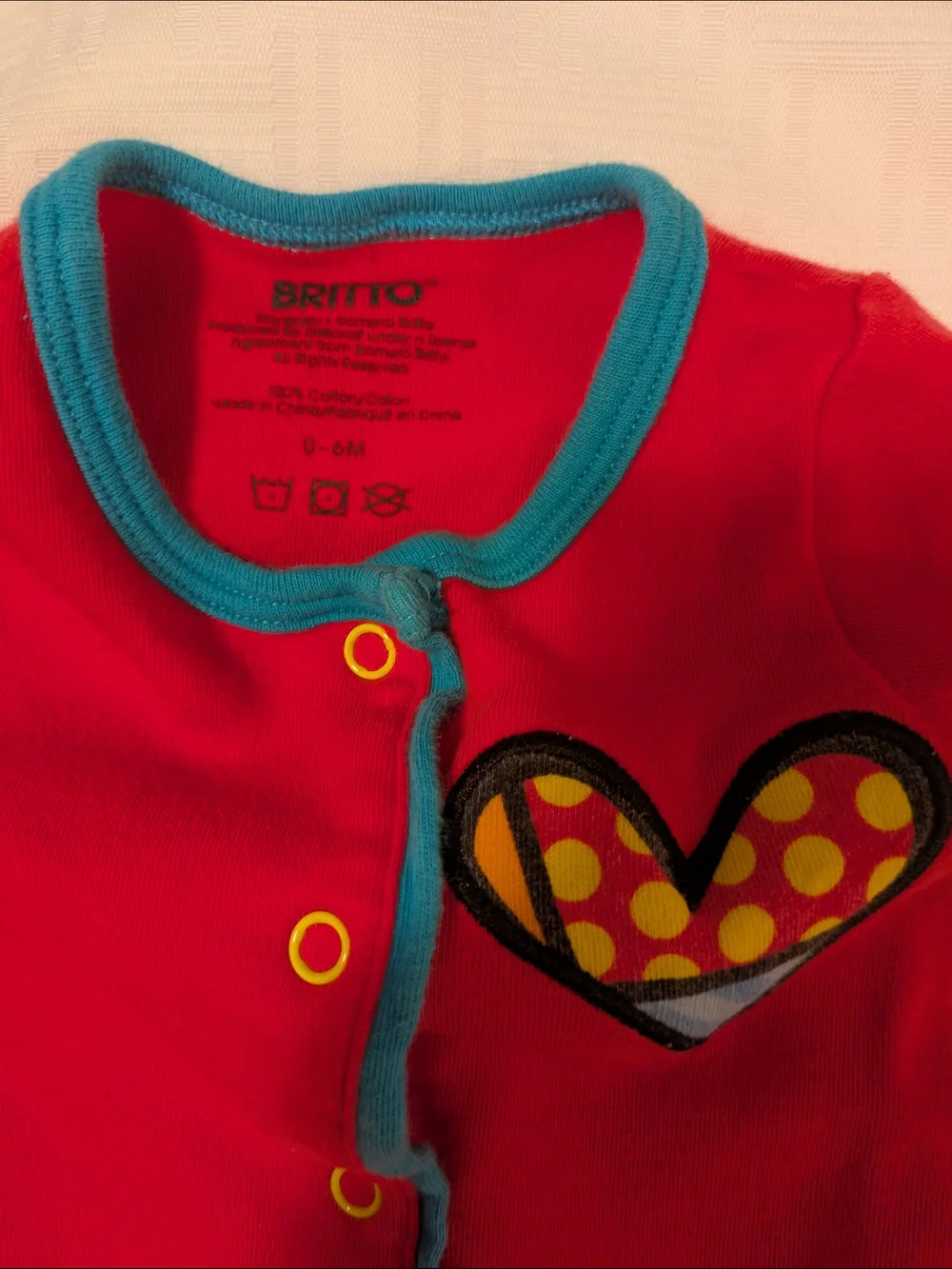 Red & Teal Heart Baby One-Piece